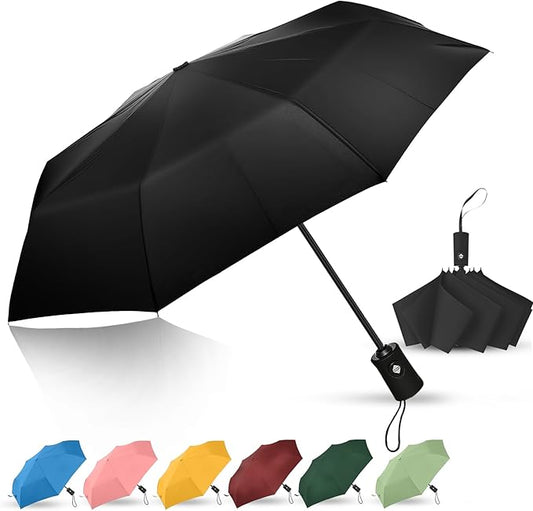Travel Compact Umbrella, Folding Travel Umbrella for Rain and Shine Small, Windproof Automatic Open/Close, Portable Umbrellas