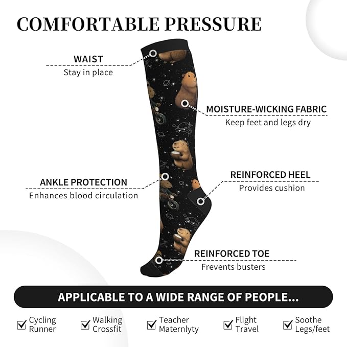 Compression Socks Knee High Circulation Support Socks For Women Men Athletic Running Work Hiking Cycling Travel