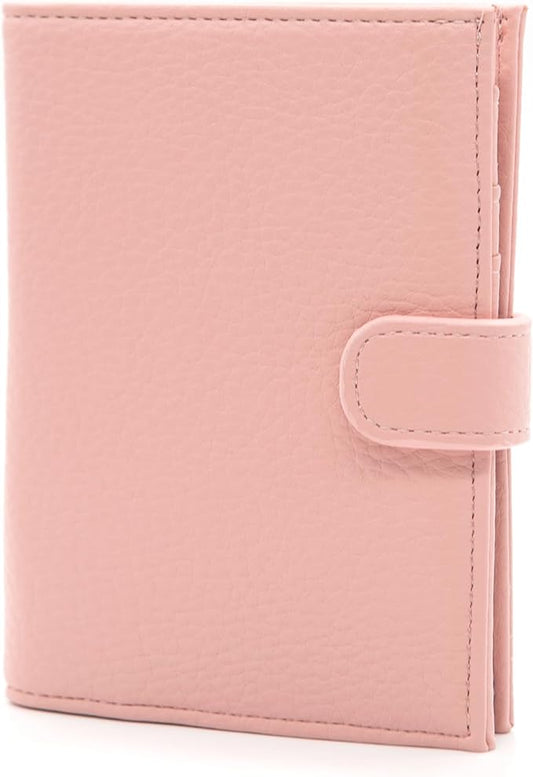 Long Keeper RFID Passport Holder Women Men PU Leather Travel Slim Wallet with Card Holders SIM Slots Zippered Coins Pocket (Pink)