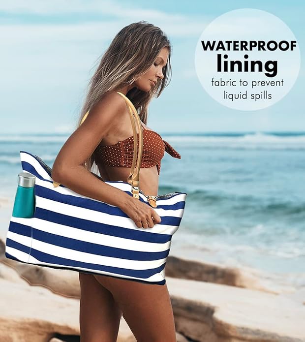Keho Waterproof Beach Bag with Pockets For Women (Sandproof)