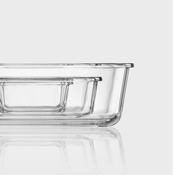 LocknLock LNG445S3W The Clear Borosilicate Glass Food Storage Containers with Lids, 6-Piece Set for Kitchen, Lunch, Meal Prep, Leftovers, Leakproof, Freezer, Microwave, and Dishwasher Safe, White