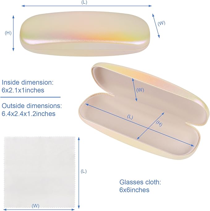 Joyberg Glasses Case, 2 Pack Eyeglass Case with Cleaning Cloth, Glasses Case Hard Shell Fits Most Glasses