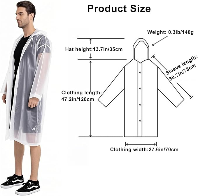 2Pcs Rain Coats - Reusable EVA Rain Ponchos for Adults Rain Jackets Raincoats for Men Women