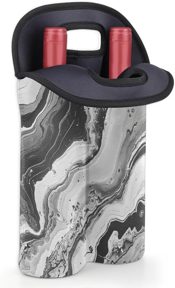 Wine Carrier Tote Personalized Bag for 2 Bottles - Neoprene Wine Bottle Holder with Carry Handle, Wine Protective Bag Insulated Bag Beer Cans Water Bottle Holder for Travel Picnic,Style15