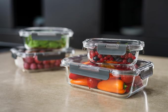 Zyliss E981064 640ml Glass Container, Shatter Resistant Glass, Airtight Food Storage Box with Sealable Lid, Microwave Safe, BPA Free, Freezer Safe, Fridge Storage, Food Container, 7.17"x2.44"x5.35"