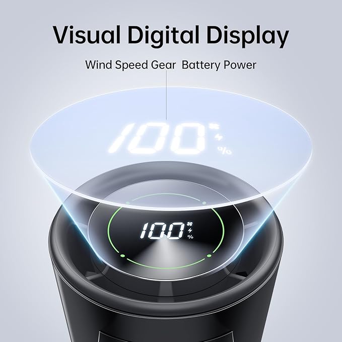 2 Pack Black Portable Handheld Turbo Fan-100 Speeds, 13500 RPM, 12Hrs Cooling, Digital Display, USB Rechargeable Mini Hand Held Personal Fan for Travel Makeup Outdoor Indoor