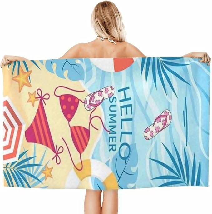 Cute Beach Towel for Women/Adults, Personalized Microfiber Beach Towels Bulk, Quick Dry Beach Towel for Pool, Lightweight Bath Towels Oversized Clearance 30"x 60"