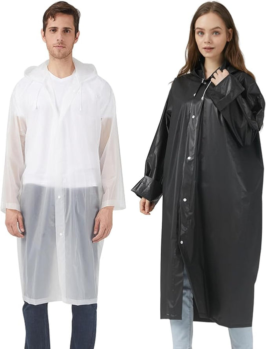 Rain Ponchos Raincoats for Adults Women, Reusable Rain Jacket Coats with Hood for Family Disney Park Travel 2 Pack