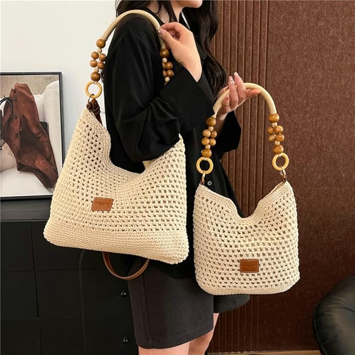 Bohemia Straw Beach Bag Women Macrame Shoulder Tote Bag Crossbody Purse Travel Beach Bag Summer Top-handle Hobo Bags 2025