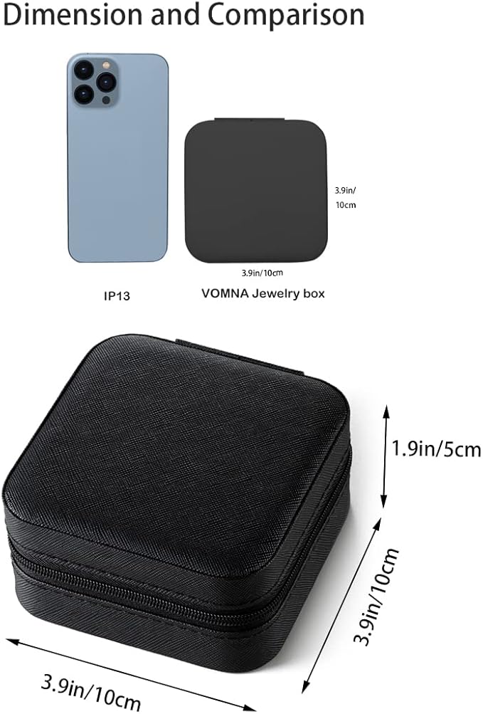 3pack/PU Leather Travel Jewelry Case, Mini Jewelry Box, Small Jewelry Organizer Portable Display Storage Case for Rings Earrings Necklace Bracelet, for Girls Women (Black - 3 Packs)