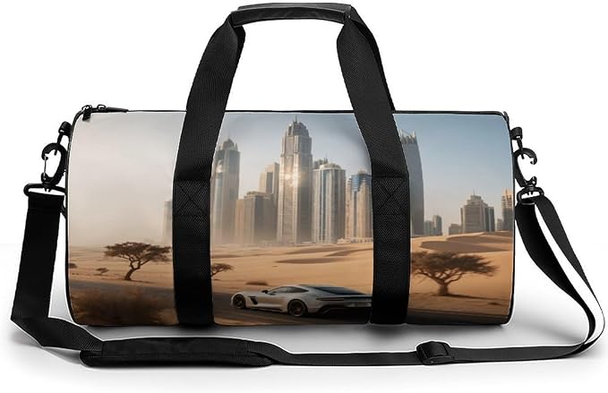 Sports Gym Bag for Women Men Travel Duffel Bag Tote Weekender Bag City Skyline Carry on Overnight Bag for Travel Swimming Fitness Workout Sports Duffle Bag