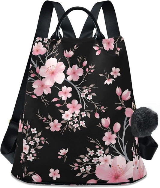 ALAZA Pink Cherry Blossom Flowers Backpack Purse for Women Anti Theft Fashion Back Pack Shoulder Bag