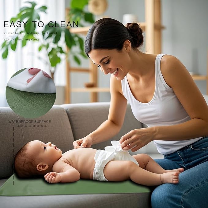 2 Pack Portable Diaper Changing Pad for Baby, Wipeable Baby Changing Mat for Travel or Home, Foldable Mat Fits Perfectly in Diaper Bag (67-13)