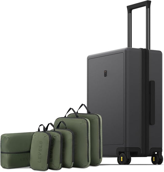 LEVEL8 Carry on Luggage Airline Approved, Small Carry on Suitcases with Wheels, Lightweight Hardside Textured Luggage for Travel, Tsa Approved, 20-Inch, Dark Grey