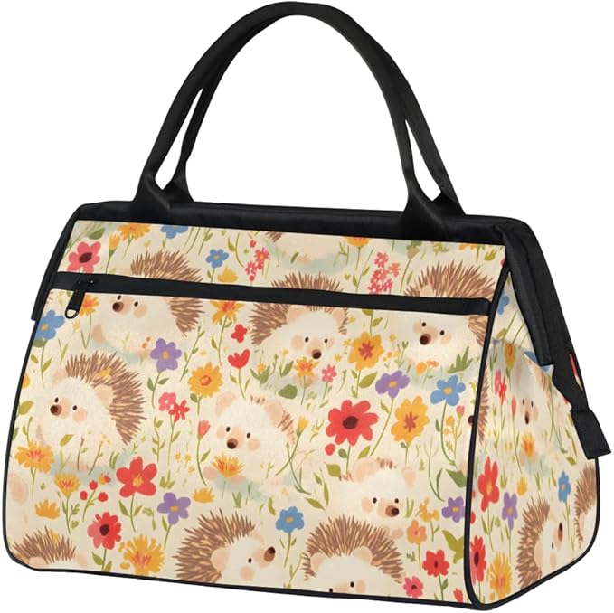Funny Hedgehog Overnight Weekender Bag for Women Men Travel Duffel Bags Waterproof Luggage Carry on Sports Yoga Gym Bag
