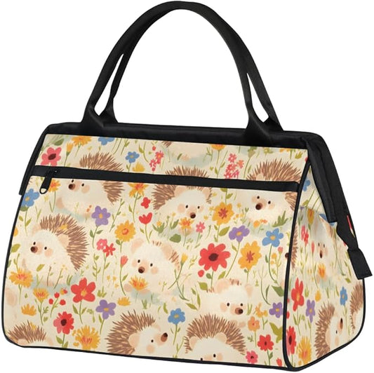 Funny Hedgehog Overnight Weekender Bag for Women Men Travel Duffel Bags Waterproof Luggage Carry on Sports Yoga Gym Bag