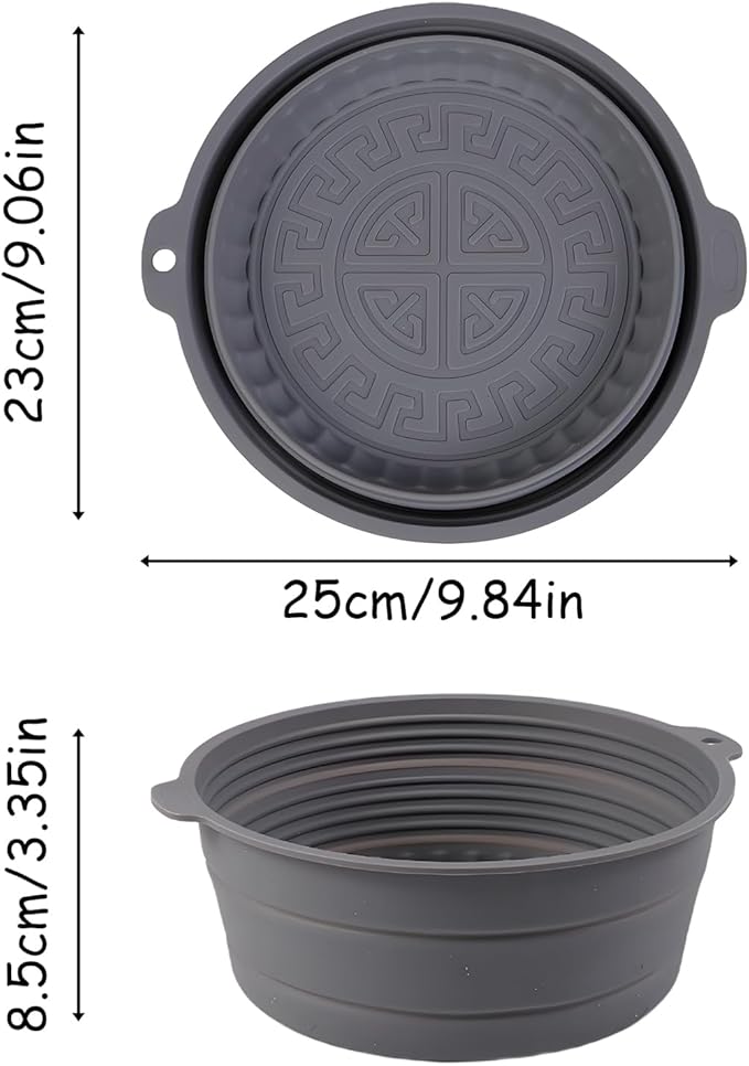 Collapsible Silicone Mixing Bowl, Food-Grade Foldable Travel Container, Large Collapsible Bowls for Camping Outdoor Hiking Storage Mixing, Grey (pot QY104)