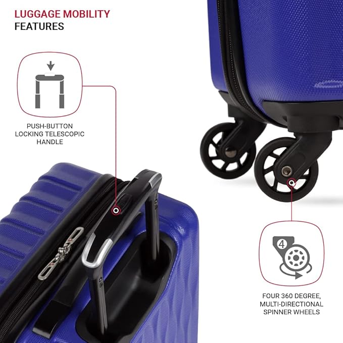 SwissGear 8018 Expandable Luggage, Hard Shell Carry-On Luggage with Spinner Wheels