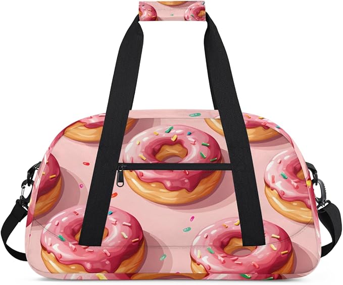 Many Donuts Kids-Duffel-Bags Gymnastics Dance Bag Carry-On Overnight Travel Gym Lightweight Dance Sports Bags For Girls Boys Kids，