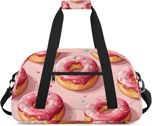 Many Donuts Kids-Duffel-Bags Gymnastics Dance Bag Carry-On Overnight Travel Gym Lightweight Dance Sports Bags For Girls Boys Kids，