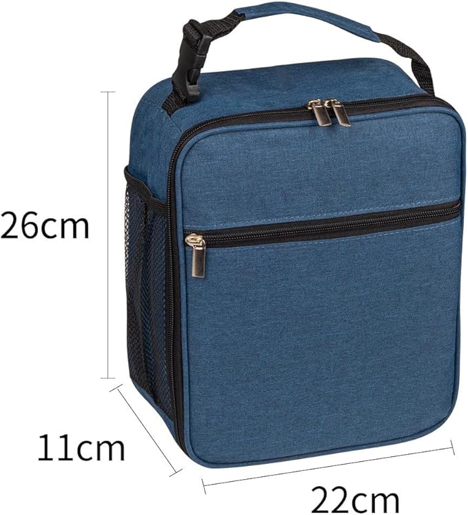Insulated Lunch Bag for Men and Women, Leakproof Lunch Box with Mesh Pockets for Work, Gym, Travel or Camping, Lightweight and Easy Clean