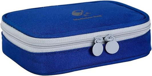 Small Empty First Aid Bag, Compact Travel Medicine Pouch Double Zippers Cute Pill Pocket for Travel Home,Blue