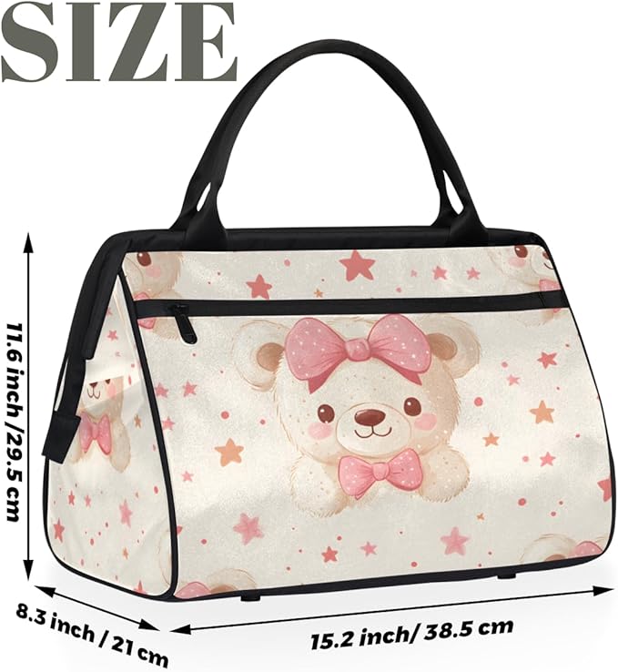 Teddy Bear Overnight Weekender Bag for Women Men Travel Duffel Bags Waterproof Luggage Carry on Sports Yoga Gym Bag