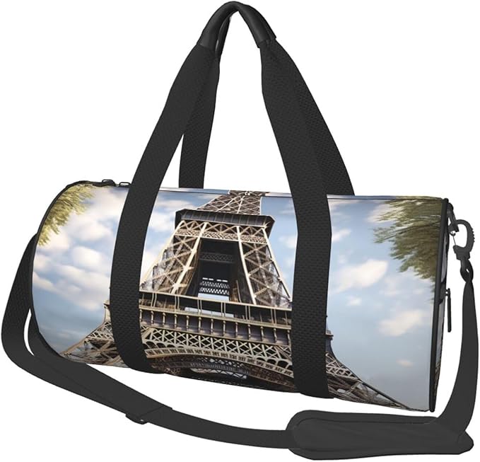 Travel Duffel Bag Lightweight Carry On Weekender Overnight Bags Eiffel Tower French Paris Monument Sports Tote Gym Backpack with Adjustable Strap Hospital Bags Foldable Luggage Bag for Women Men