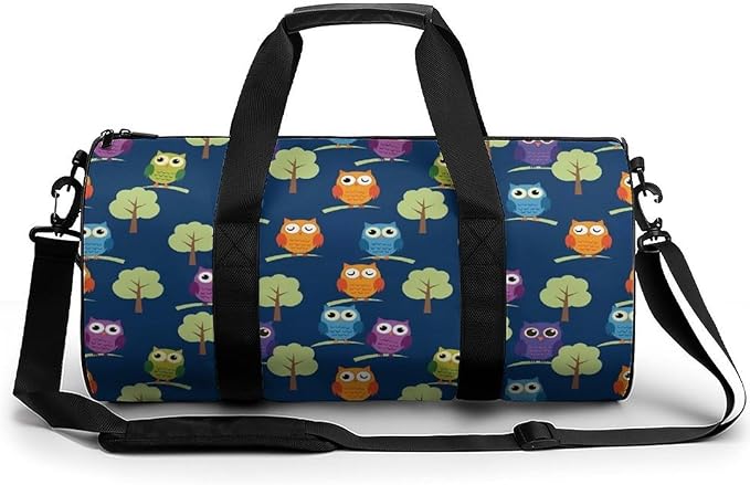 Durable Travel Gym Sports Bag Cute Owl Art Workout Lightweight Foldable Overnight Bag Training Workout Bags