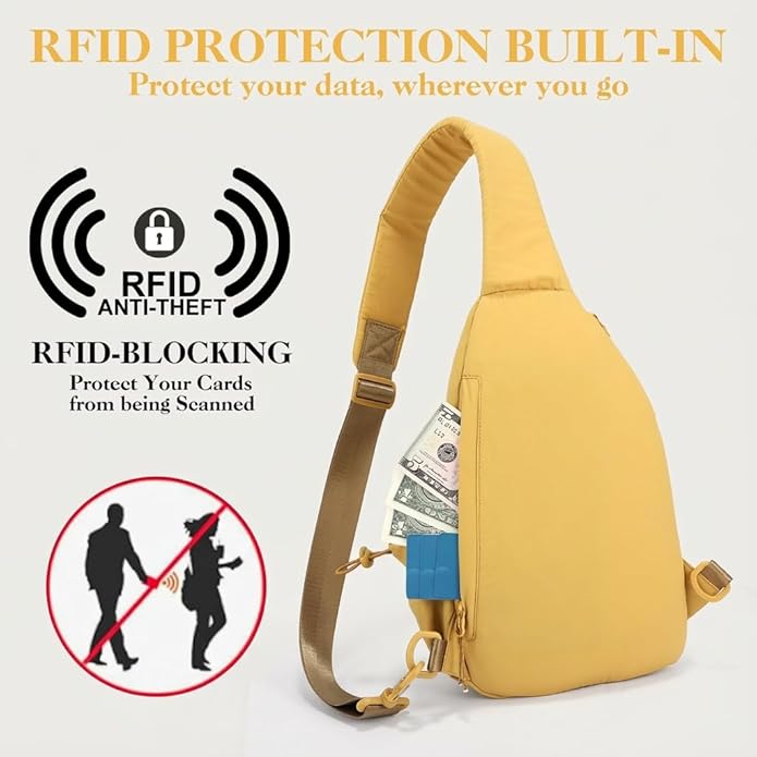 Sling Bag for Women, Anti-Theft RFID Nylon Crossbody Purse with Adjustable Strap for Travel & Shopping