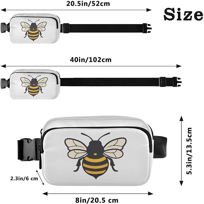 Bee Fanny Pack for Women Men Water Resistant Fashion Waist Packs with Adjustable Strap Belt Bag for Travel Workout Jogging Hiking 21219175