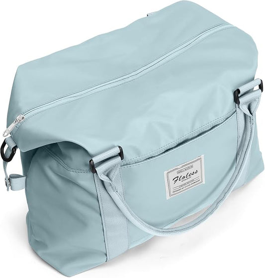 BJLFS Duffel Bag, Light Blue Nylon, 60L, Water-Resistant, Adjustable Strap, Overnight Travel, Workout, Sports Activities, Fits 15.6 Inch Laptop