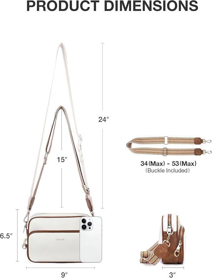 CHOLISS Small Purses for Women, Travel Purses Anti Theft Crossbody Bags for Women, Vegan Leather Adjustable Wide Guitar Strap | Travel Purses, Anti Theft, Adjustable, Wide Guitar Strap