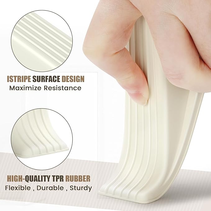 Crosize Door Stoppers for Bottom of Door, Premium Rubber Door Stops, Sturdy Door Wedge for Carpet, Tile, Concrete, Wood, Door Holder for Heavy Duty Door, White