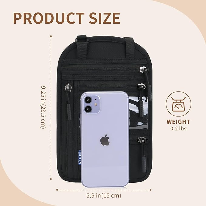Passport Holder for Travel, RFID Travel Pouch Neck Wallet, Waterproof Passport Wallet for Women and Men, Black