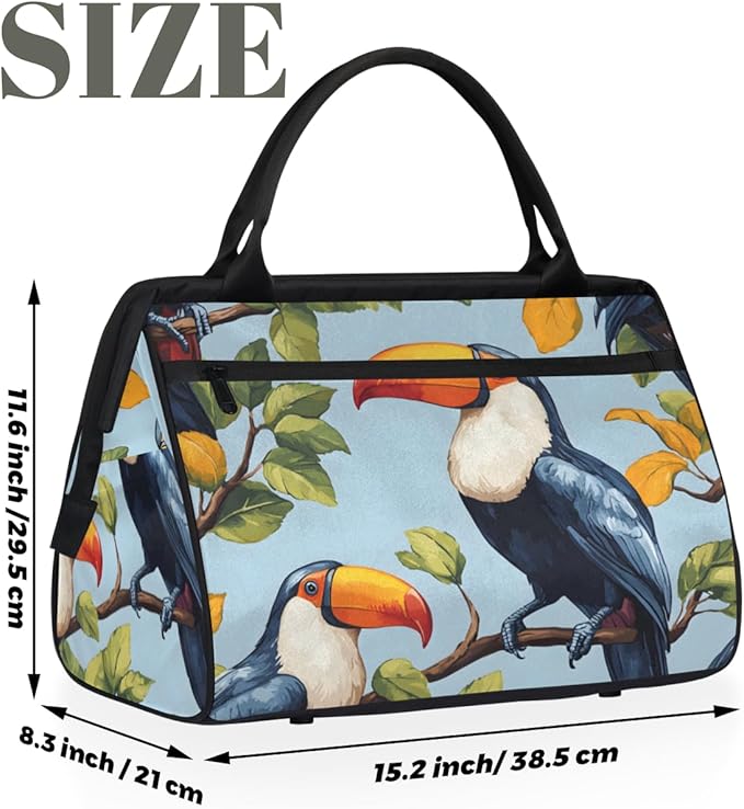 Cute Toucan Overnight Weekender Bag for Women Men Travel Duffel Bags Waterproof Luggage Carry on Sports Yoga Gym Bag