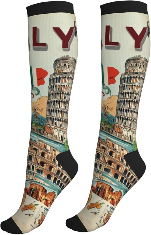 Compression Socks Knee High Circulation Support Socks For Women Men Athletic Running Work Hiking Cycling Travel