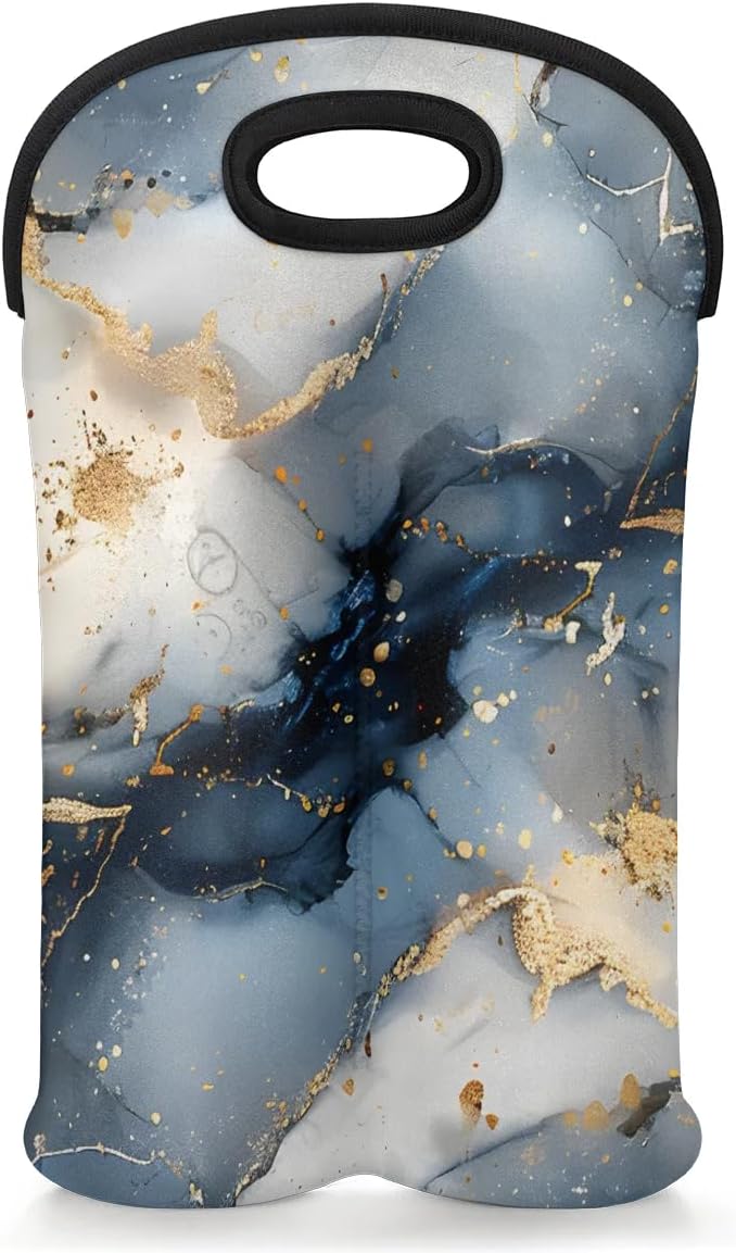 Wine Carrier Tote Personalized Bag for 2 Bottles - Neoprene Wine Bottle Holder with Carry Handle, Wine Protective Bag Insulated Bag Beer Cans Water Bottle Holder for Travel Picnic,Style22