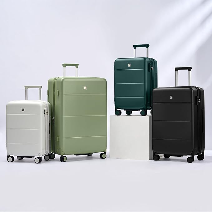 Hanke Expandable 26 Inch Luggage with Spinner Wheels, Hardside Large Suitcase, All-PC Hard Shell Travel Luggage, TSA Lock, Lightweight Durable Checked-Medium (Jet Black, 93L)