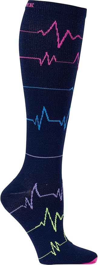 Cherokee Women's 10-15mmHg Compression Socks – Fun Print Knee Highs with Light Support, Soft Feel - PRINTSUPPORT