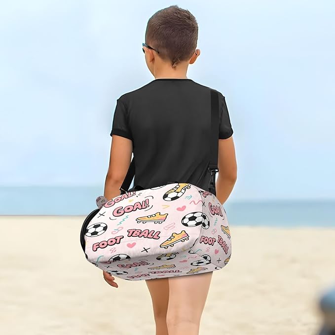 Pink Football Goal Pattern Gym Duffel Bag with Shoes Compartment Lightweight Sports Duffel Bag for Travel Sports Weekender bolsa para hombre