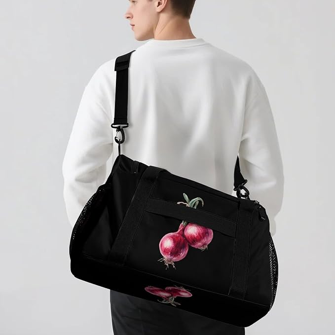 Red Onions Duffle Bag Gym Bag for Workout Travel Tote with Detachable Straps