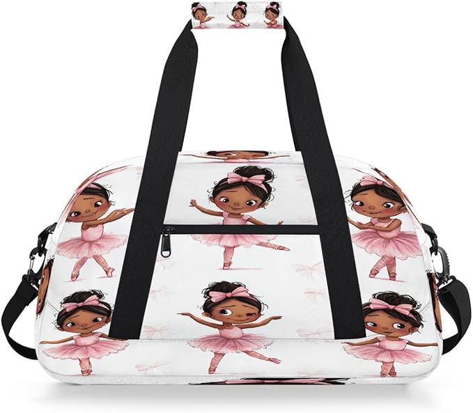 Kids Duffle Bag Girls Cute African Ballet Pink Girl Weekender Overnight Bag,Lightweight Duffel Bags for Traveling Gym Sport Dance