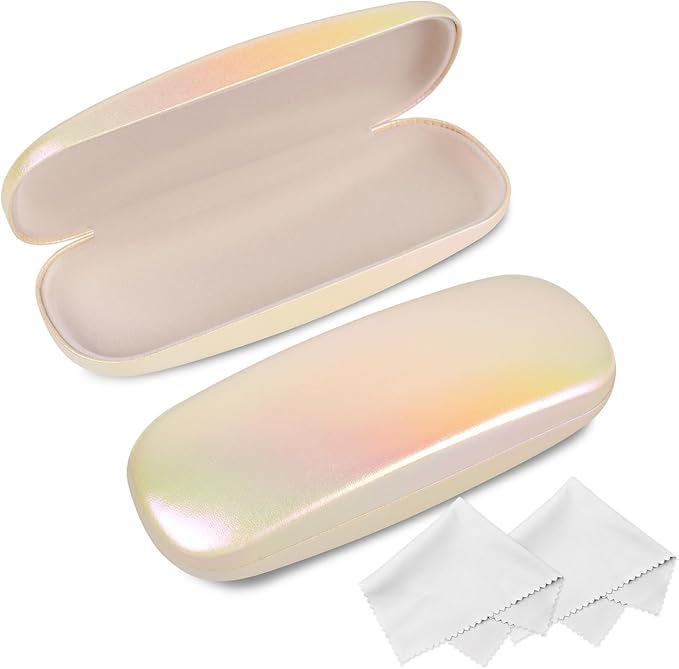 Joyberg Glasses Case, 2 Pack Eyeglass Case with Cleaning Cloth, Glasses Case Hard Shell Fits Most Glasses