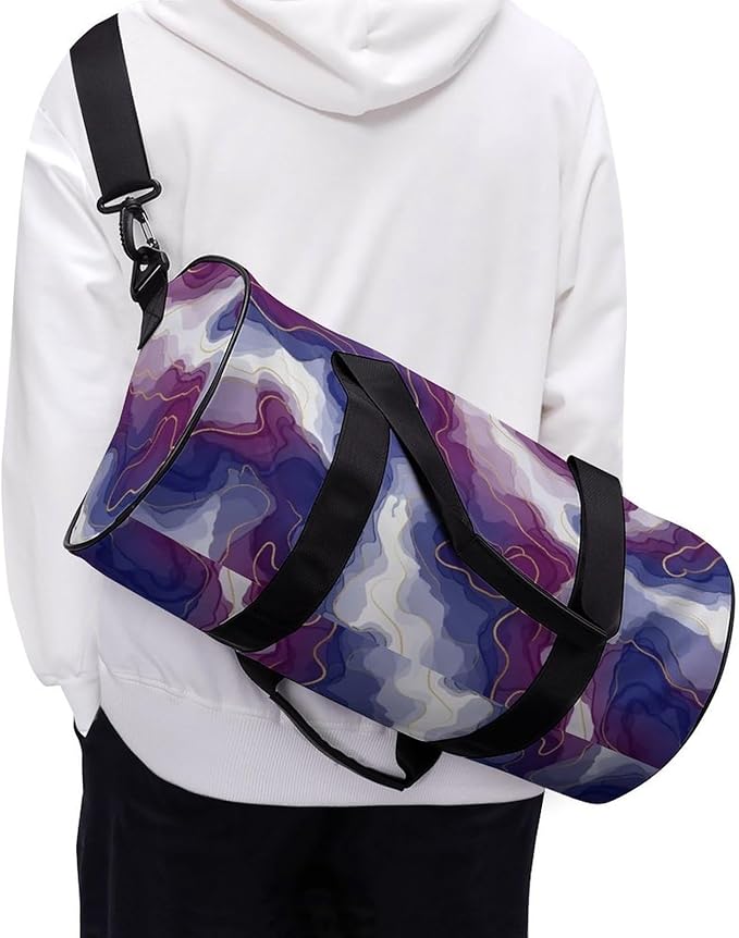Weekender Carry on Beach Yoga Overnight Luggage Bag Purple Marble Gym Sports Duffle Bag Dance Gymnastics Bags