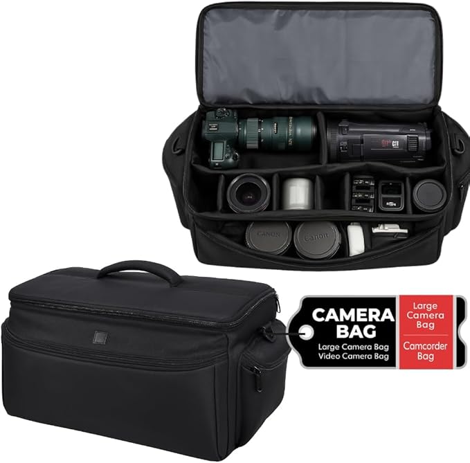 Extra Large Soft Padded Water Resistant Camcorder Equipment Gadget Bag/Case for Canon XA10, XA20, XA25, XH-G1s, XL2 and More Cameras Camcorders and DSLR