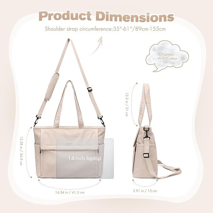 14L Puffer Diaper Bag Tote, Large Capacity Travel Diaper bags, Crossbody Hospital Bag for mom