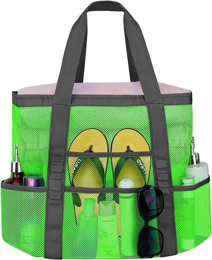 Mesh Beach Bags for Women - Family Beach Tote Bag for Toys, Towels, Travel Vacation Cruise Essentials