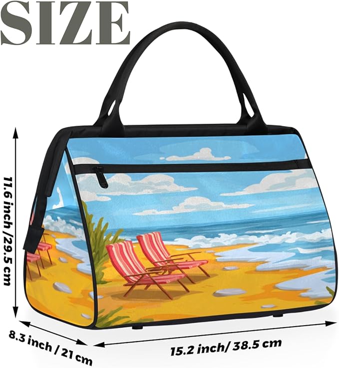 Ocean Beach Overnight Weekender Bag for Women Men Travel Duffel Bags Waterproof Luggage Carry on Sports Yoga Gym Bag