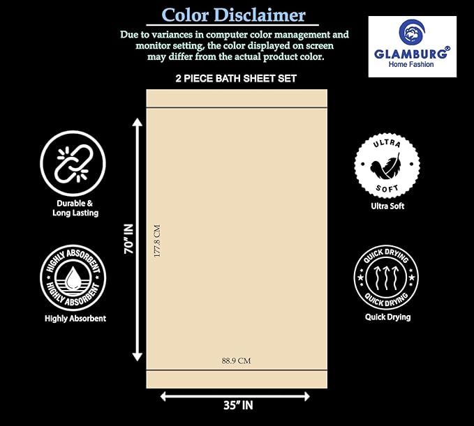 GLAMBURG 100% Cotton Oversized 2 Pack Bath Sheets 35x70, Ultra Soft Highly Absorbant Compact Quickdry & Lightweight Large Bath Sheet Set, Ideal for Gym Travel Camp Pool - Chocolate Brown